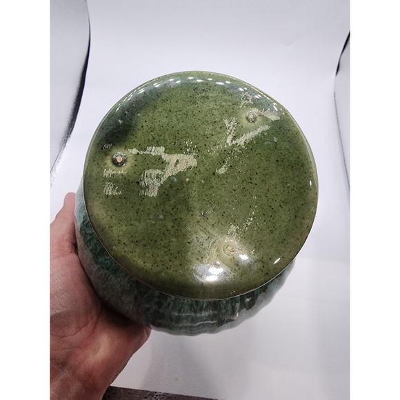 Vintage 1970s Haeger Ceramic speckled Blue Green Pedestal Planter - Picture 4 of 4